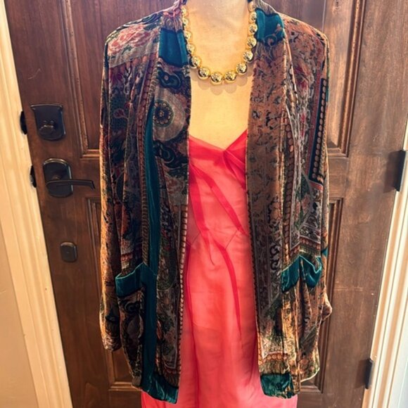 Johnny Was Jackets & Blazers - Johnny Was Velvet Multi Colored Cardigan